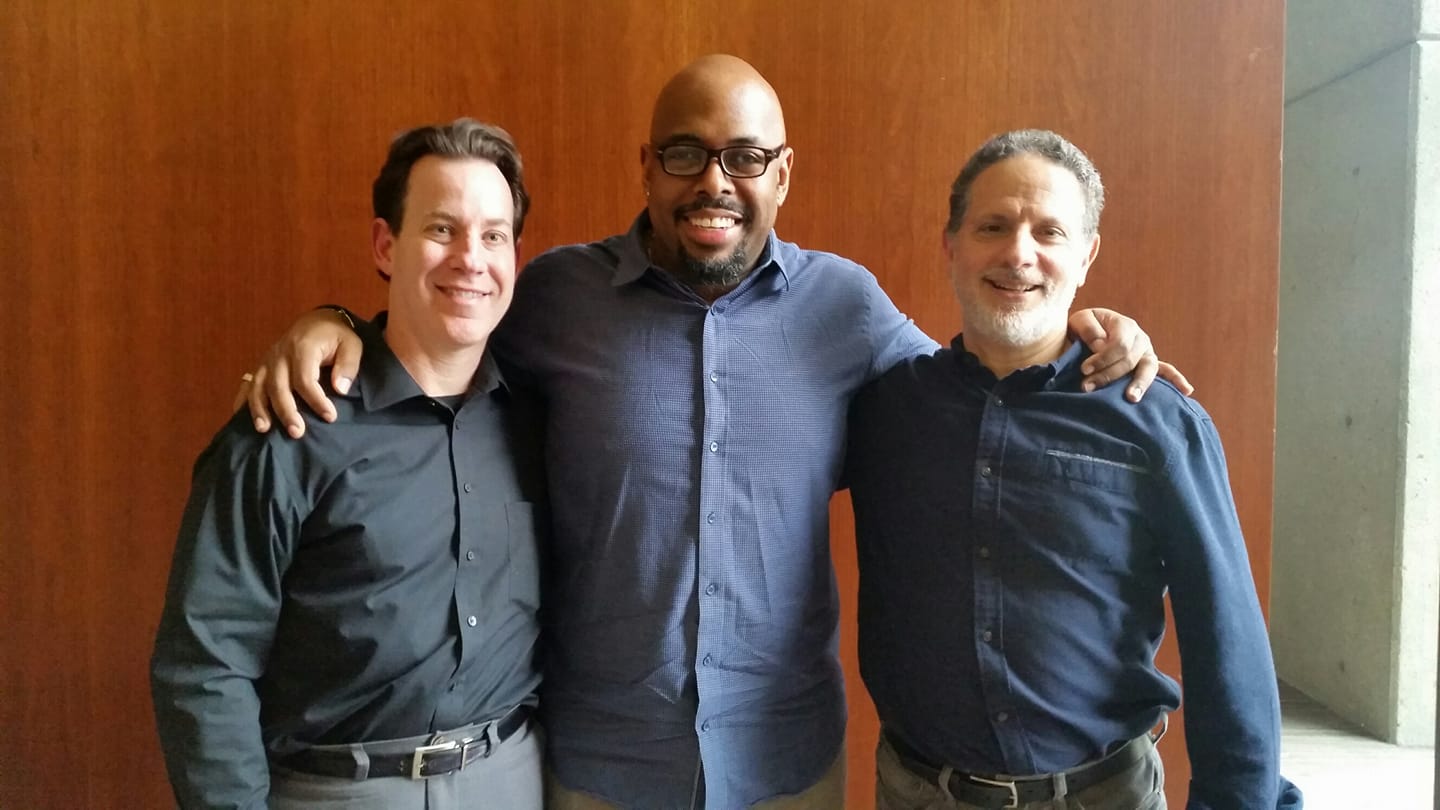 Dr. Bill Levine, right, with Country Music Hall of Fame curator and program director Michael Gray (left), and the program's host, bassist Christian McBride (center) following McBride's interview of Bill for the NPR program and podcast. 