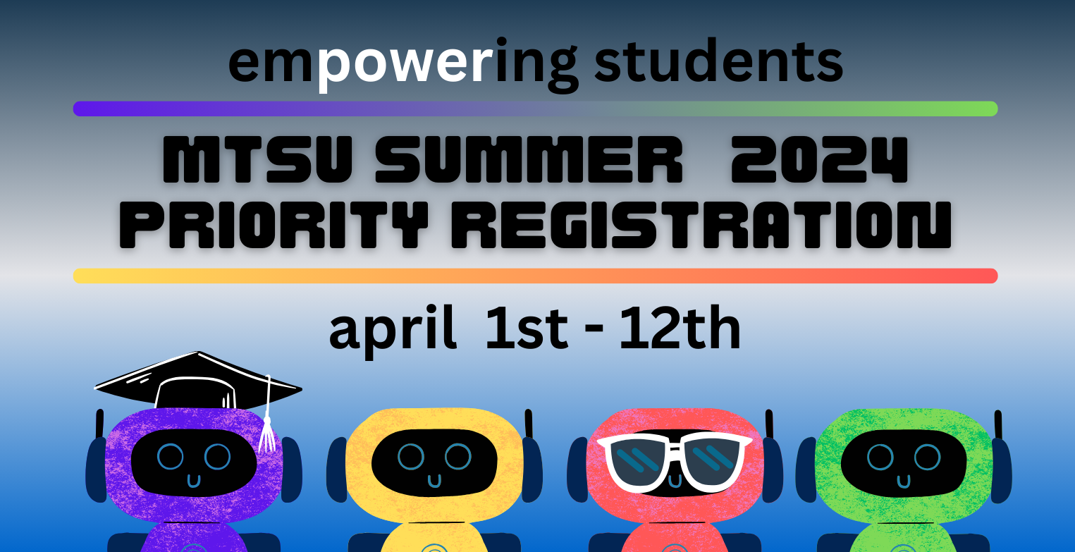 Priority registration is April 3rd – 14th