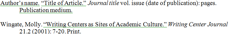 Article in a scholarly journal that pages each issue separately: