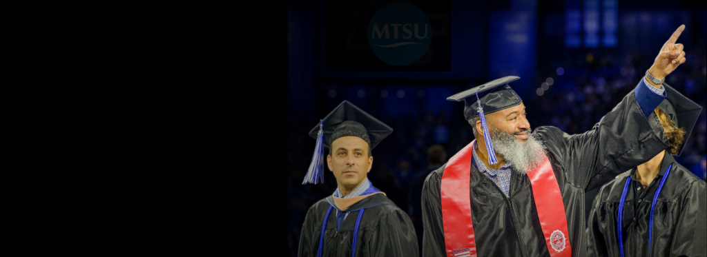 Middle Tennessee State University graduate celebrating graduation.