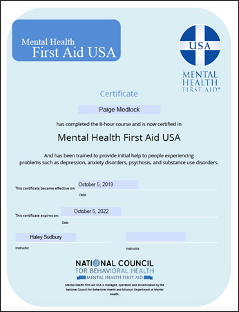 Mental Health First Responder Certification