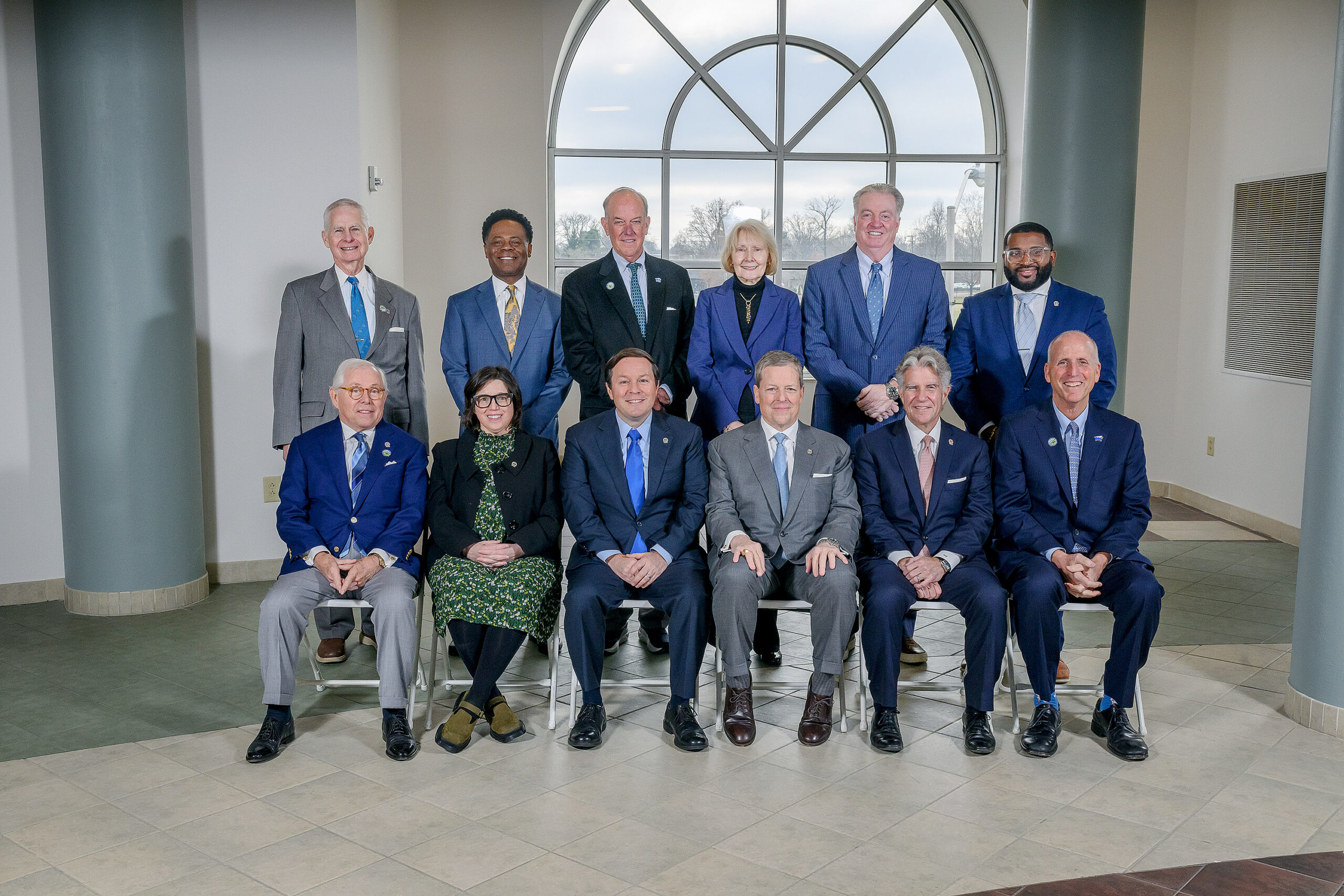 2025-26 MTSU Board of Trustees.

Front row, from left, J.B. Baker, Board of Trustees member, alumni, Kari Neely, 2025-2026 Faculty Trustee, Chad White, Trustee, Board of Trustees, Pete DeLay, Board of Trustees member, Bill Jones, Board of Trustees member, and Jimmy Granbery, Trustee, Board of Trustees.
Back row, from left, Tom Boyd, Board of Trustees, alumnus, Michael Wade, Board of Trustees, Alumni, Stephen B. Smith, Chair, Board of Trustees, alumni, Christine Karbowiak Vanek, Vice Chair, Board of Trustees, John Floyd, Trustee, Board of Trustees, and Michai Mosby, 2025-2026 Student Trustee/
