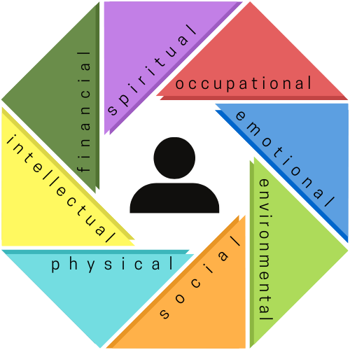 image of a octagon with the 8 dimensions of wellness in different colors