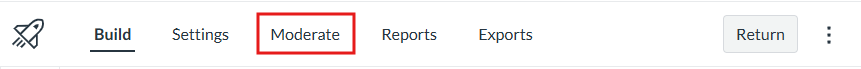Quizzes Moderate tab in the Build area