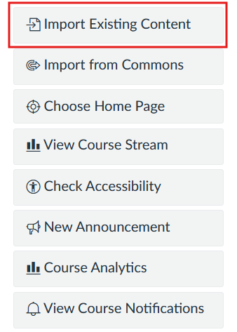 Import Existing Content button