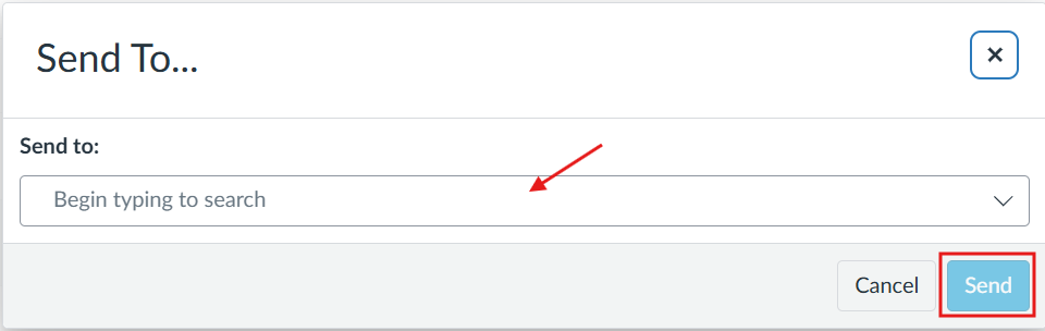 Enter email of user to send item to