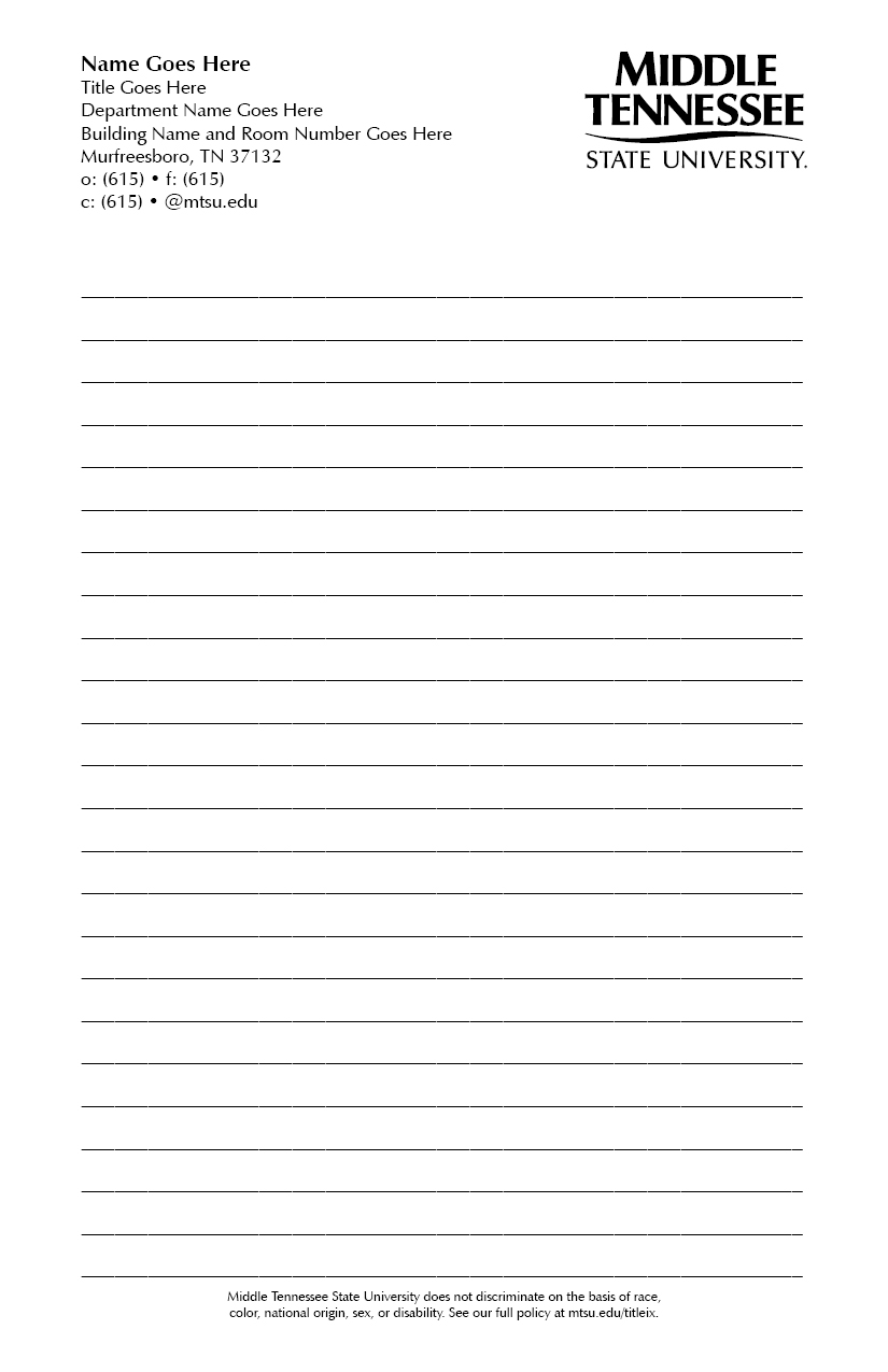 Notepad with lines layout example