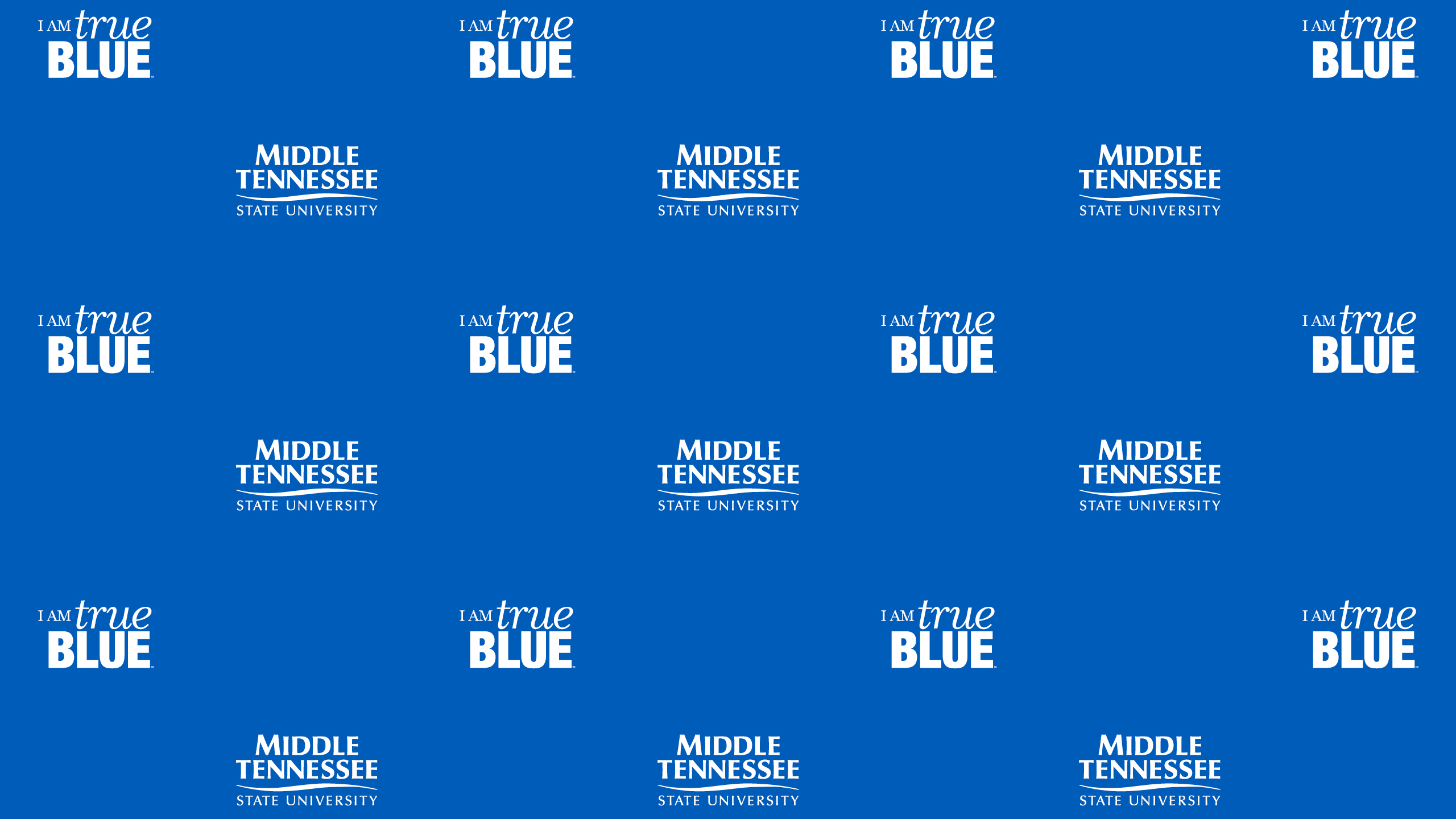 MTSU Wordmark and True Bjue step and repeat