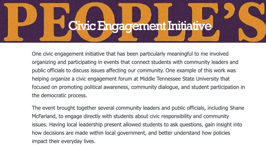 Sidney Ware's Engage in Your Community Award presentation