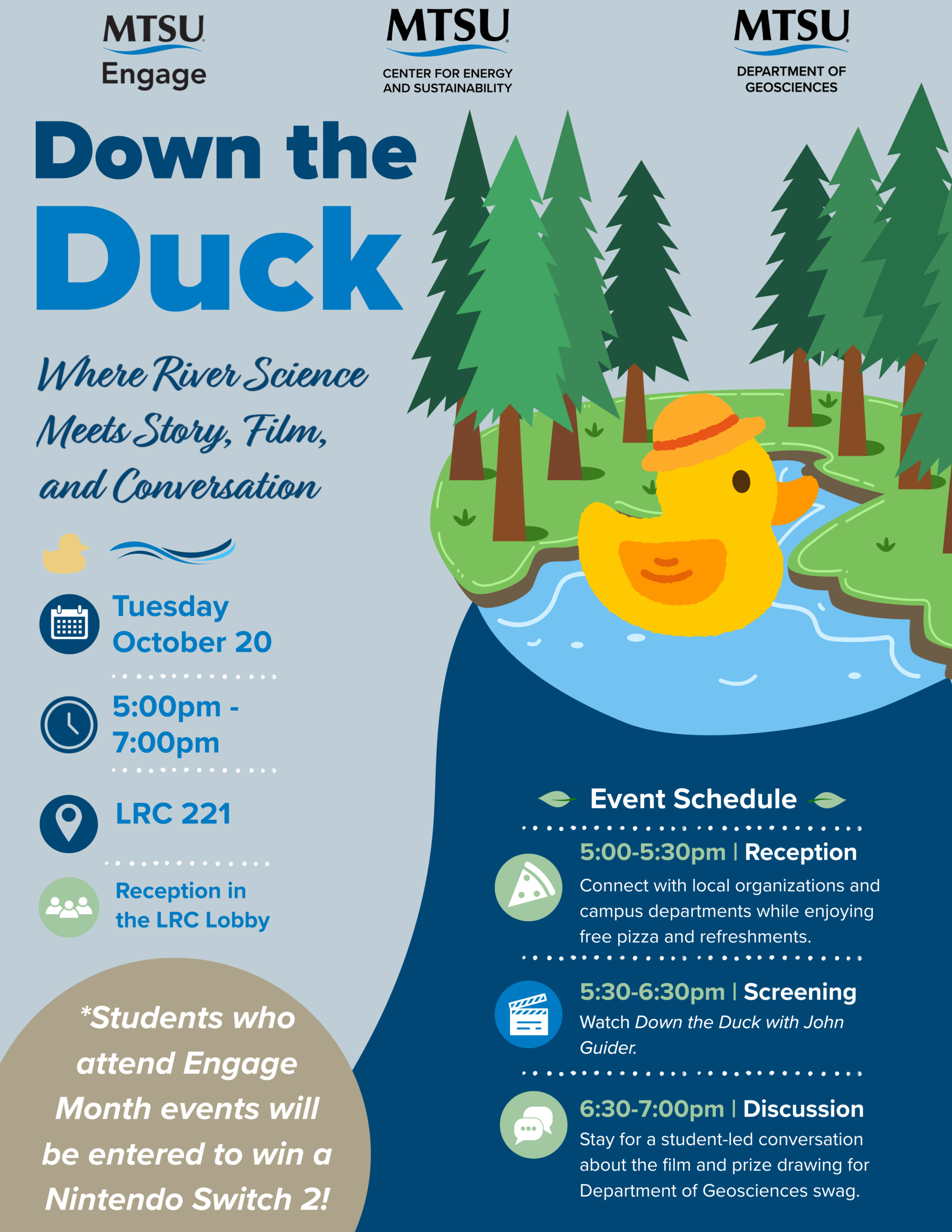 Down the Duck October 20 7-7 pm LRC 221