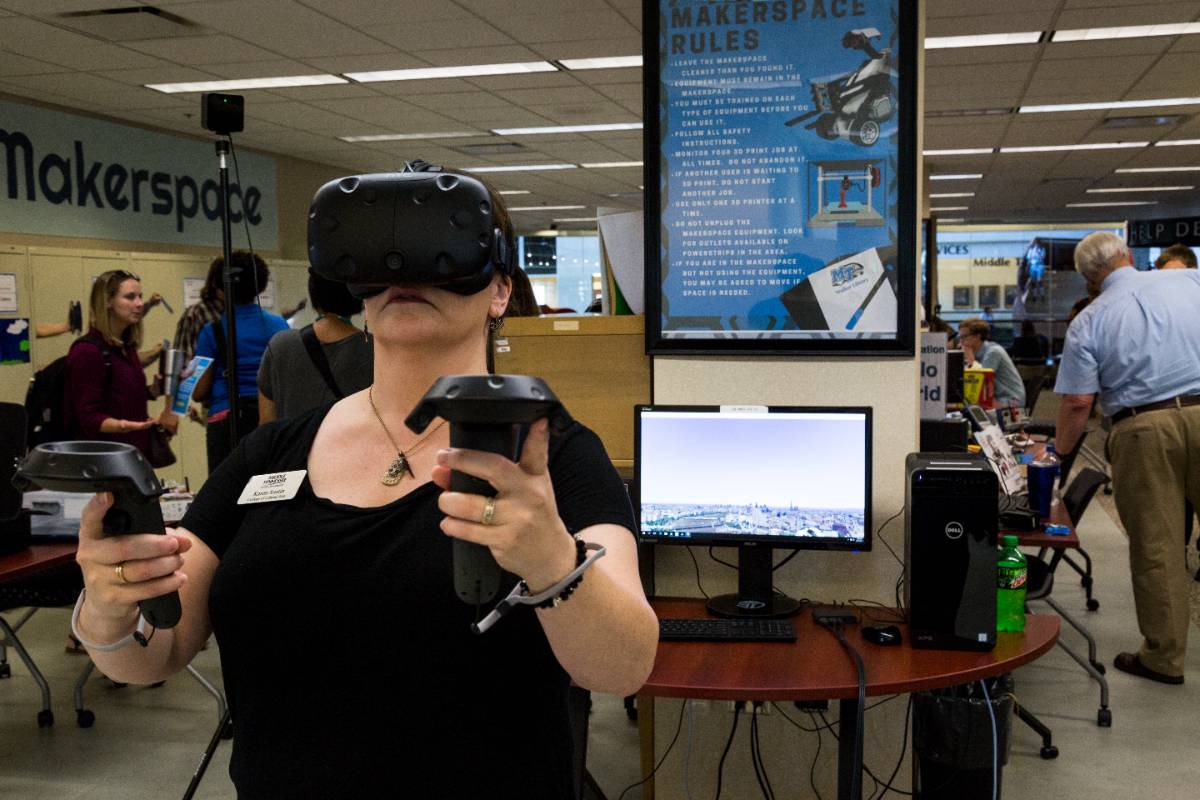 student using VR