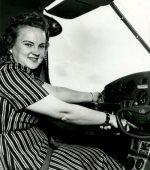 Woman flying a plane