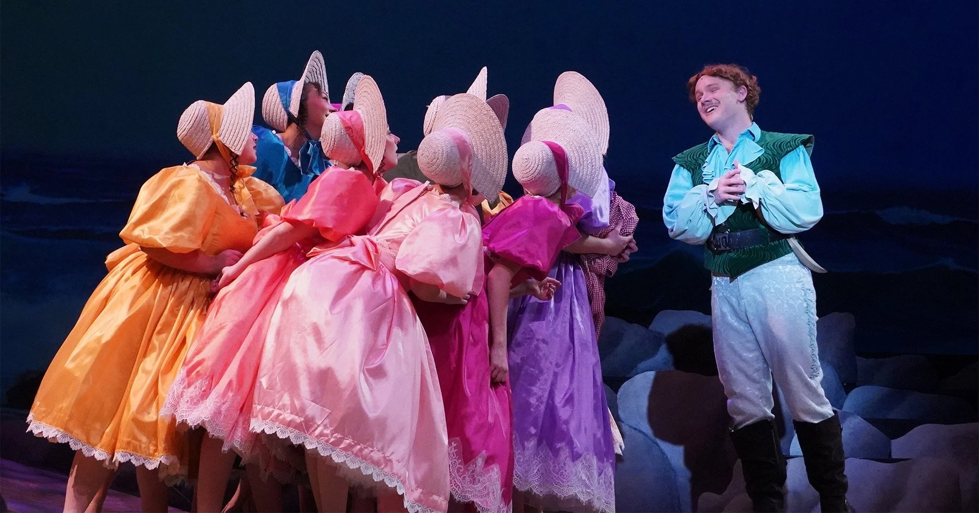 Theatre students perform onstage during Pirates of Penzance performance