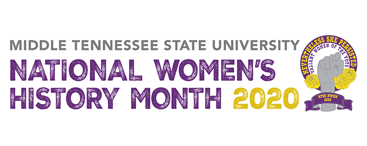 MTSU 2020 National Women's History Month header logo