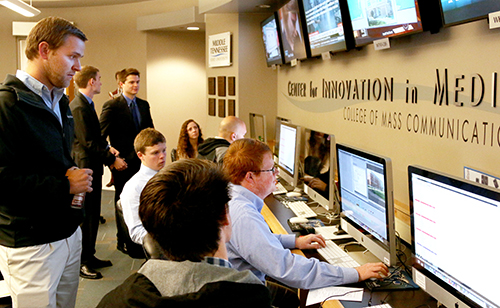 MTSU students work on deadline inside the Center for Innovation in Media in this file photo from the university's College of Mass Communication, soon to be known as the College for Media and Entertainment. (MTSU file photo)