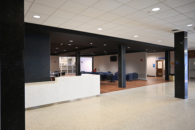 Students took advantage of the newly renovated Keathley University Center lobby at Middle Tennessee State University on Feb. 5, 2021, a place for students to gather, study and socialize in between classes. (MTSU photo by Stephanie Barrette)
