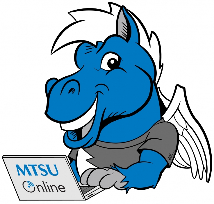Lightning mascot with a laptop