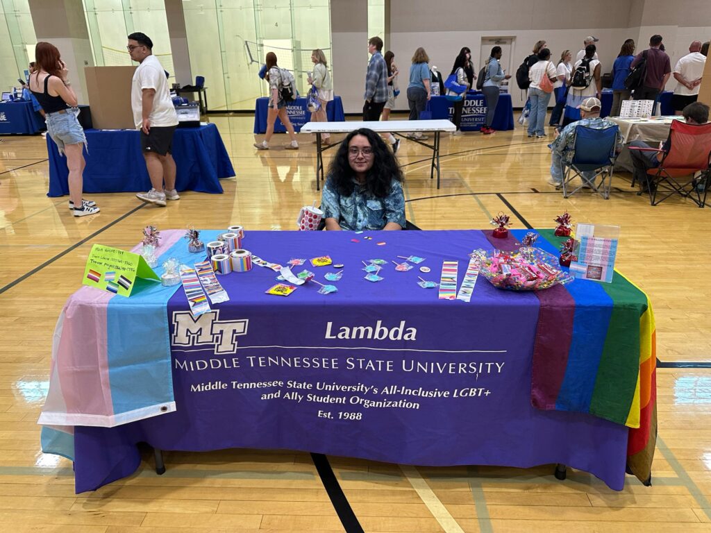 MTSU student tabling at an event