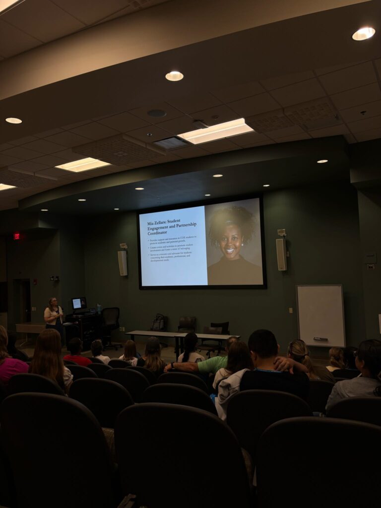 photo from inside the student union ballroom at orientation