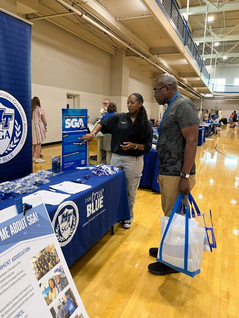 Students and guests participating in Meet MT at MTSU in the Recreation Center.