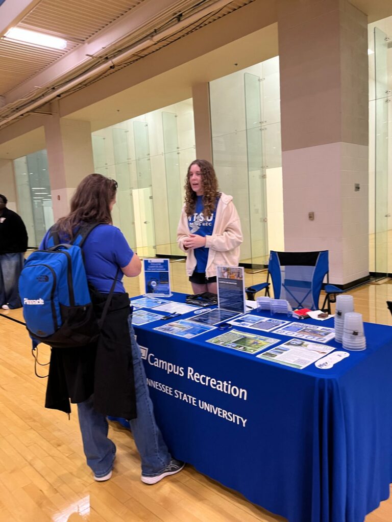 Students and guests participating in Meet MT at MTSU in the Recreation Center.