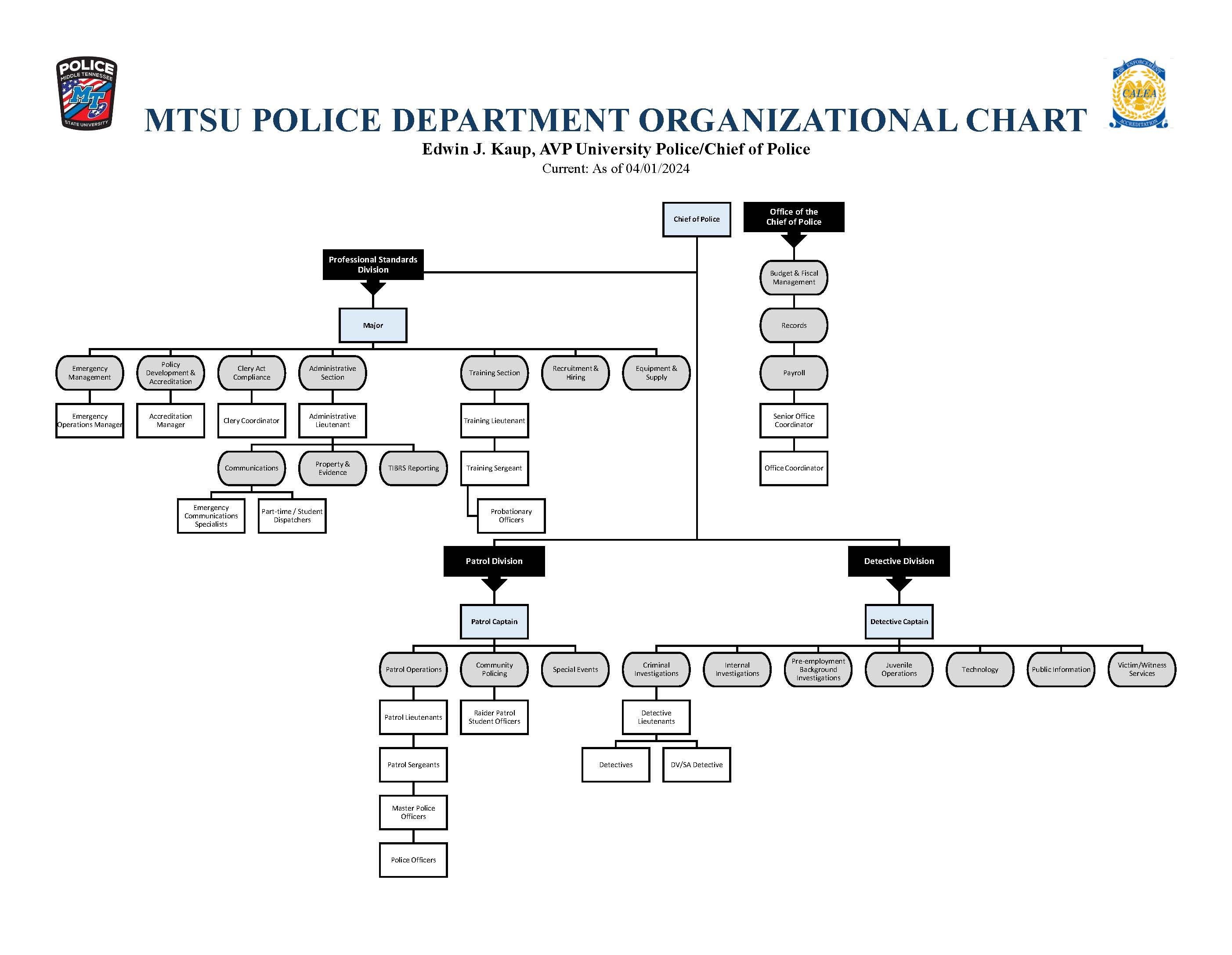 MTSU Police Orginization Chart