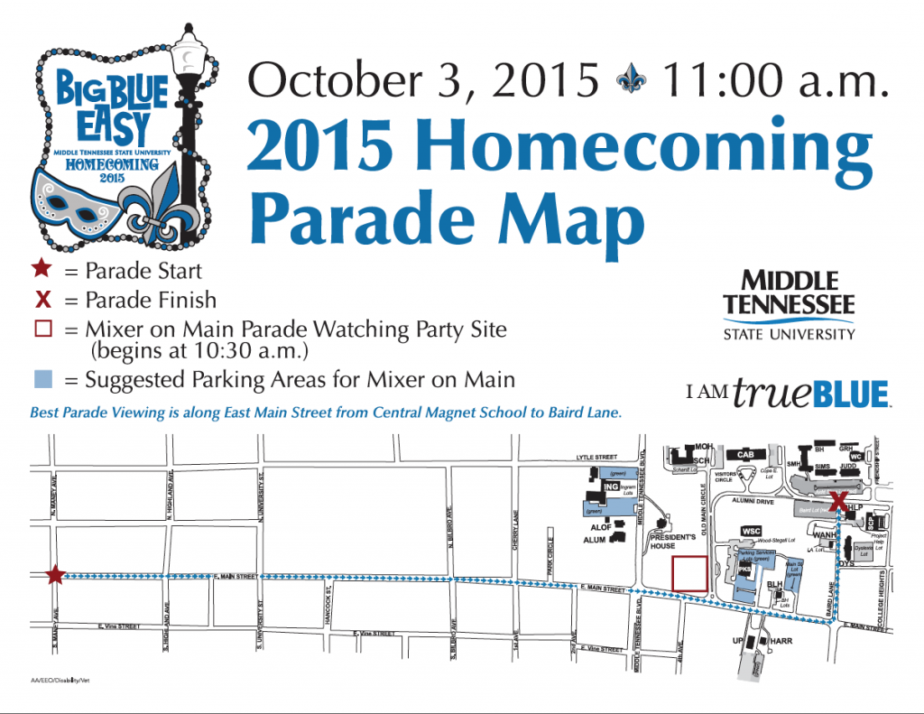 MTSU 2015 Homecoming Parade Map