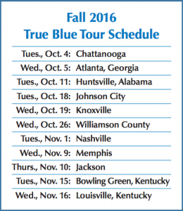 2016 True Blue Tour Stops