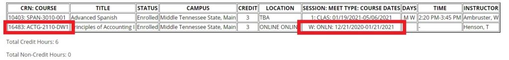 Winter Schedule