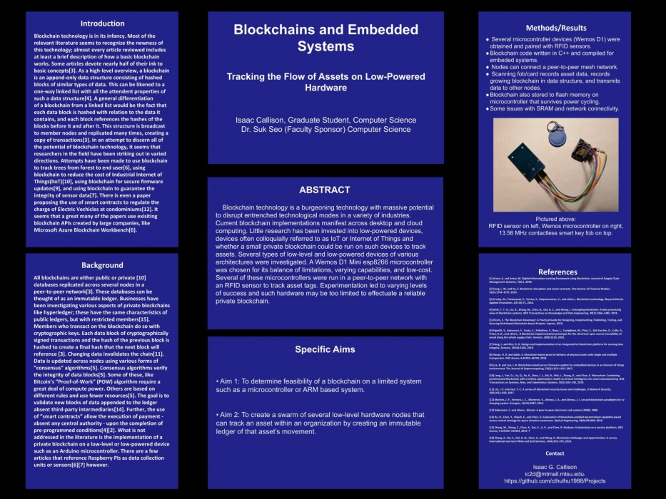 Blockchains and Embedded Systems: Tracking the Flow of Assets on Low-Powered Hardware