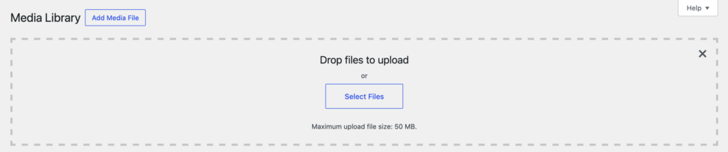 screenshot of media library upload