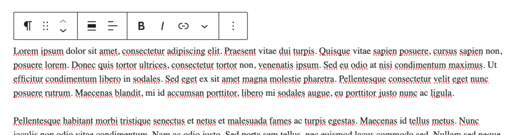 Editing a paragraph block