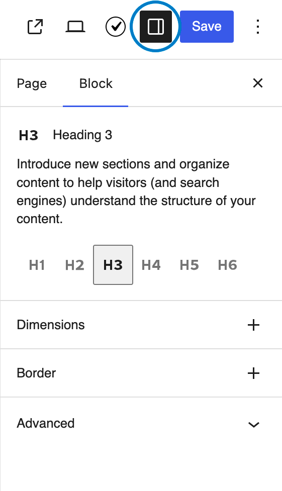 screenshot of settings panel
