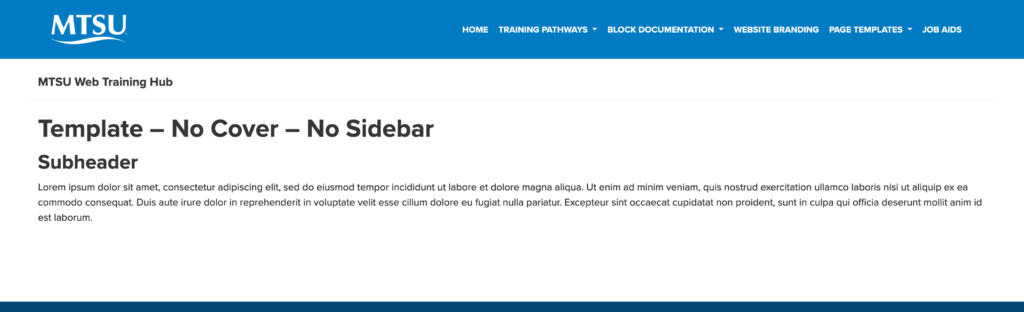screenshot of template with no banner or sidebar