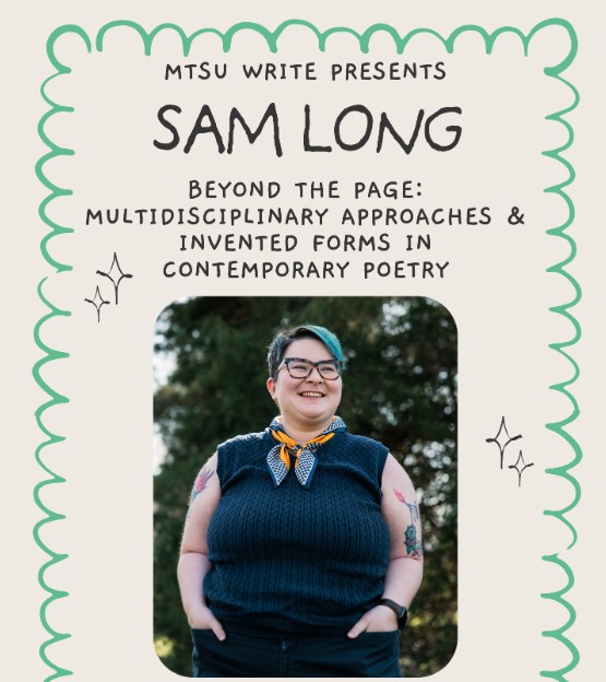 Beyond the Page Poetry event with Sam Long 5/9 1-3pm via zoom