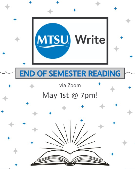 End of semester virtual reading May 1 at 7pm